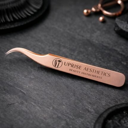 Rose Gold Curved Eyelash Extension Tweezers – Professional Lash Tool